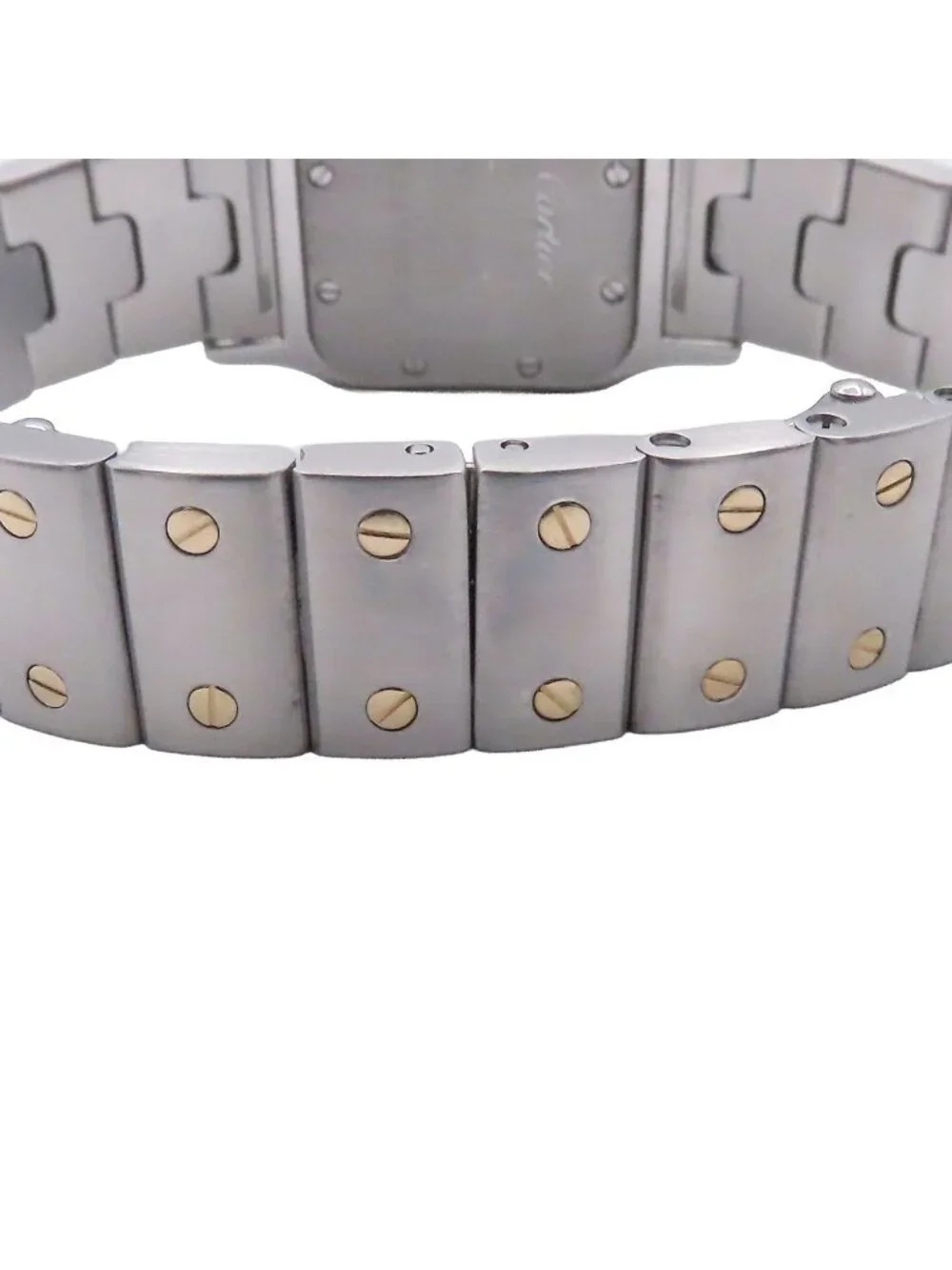 Cartier Santos Galbee SM Ivory Stainless Steel 18K Yellow Gold Watch Quartz
